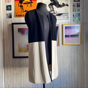 Black & White Colorblock Knit Vest Boho Art Business Casual Office